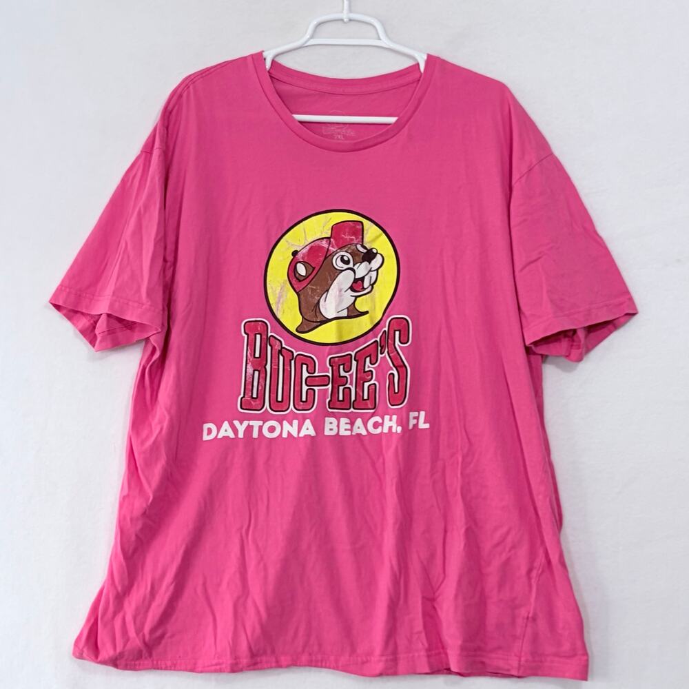 Buc-ee’s Gas Station T-Shirt Adult 2XL Pink Graphic Print Daytona 100% Cotton